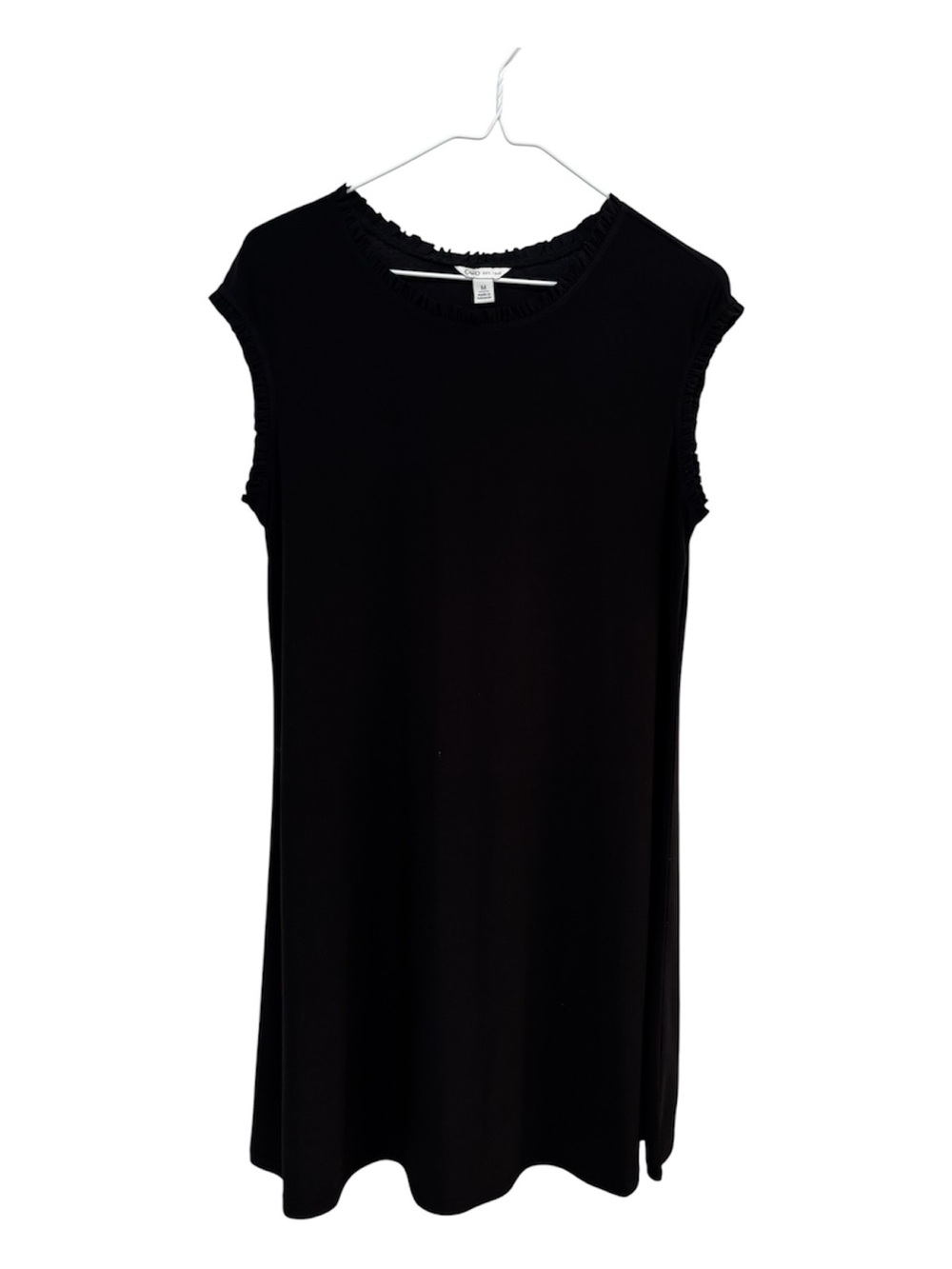 Cato Black Sleeveless Ruffle-Trim Shift Mini Dress